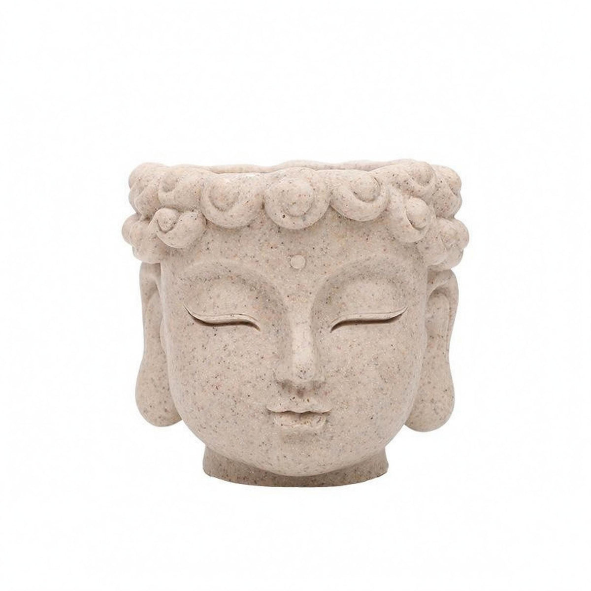 Buddha Head Flower Pot Sculpted Decorative Tabletop Planter Stone-Look Flower Pot Ornamental Home Decor Small Plant Display