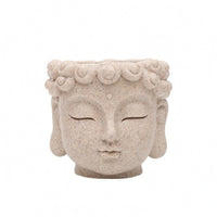 Buddha Head Flower Pot Sculpted Decorative Tabletop Planter Stone-Look Flower Pot Ornamental Home Decor Small Plant Display