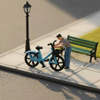 1:64 Miniature Scale Figure Highly Detailed Girl with Two-Wheeled Vehicle Model Tiny People Figurine Meticulous Workmanship