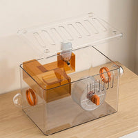 Large Hamster Cage with built-in Silent Exercise Wheel, Transparent Hamster Habitat, Portable Syrian Hamster Cage Case