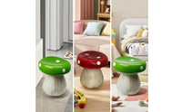 Mushroom Stool Sculptural Mushroom Seat Compact Stool with Woodgrain Texture for Living Room, Bedroom, Entryway