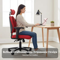 Lumbar Support High-Back Ergonomic Chair 360-Degree Swivel Ergonomic Mesh Chair with Headrest Quiet Rolling Casters Computer Seat Heavy-Duty Construction for Remote Workers, Students, Gamers, Bedroom, Study Room, Workstation, Gaming Setup
