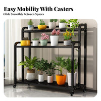Indoor & Outdoor Use Multi-Tier Plant Stand Mobile with casters Multi-Tier Rolling Plant cart Freestanding Flower Pot Shelf Space-Saving for Gardeners, Apartment Dwellers, Homeowners, Balcony, Living Room, Garden, Corner