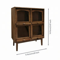 Dollhouse Storage Cabinet Arched Openings 1:12 Scale Miniature Cupboard 4 Compartments Miniature Wooden Cabinet