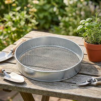 Galvanised Metal Sieve Strainer, 43cm Round Woven Wire Sieve for Gardening, Silver-Colored Fine Mesh Sifter