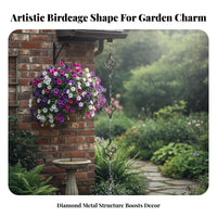 Functional Art Birdcage Rain Chain Weather Resistant Eaves Drainage Chain Pleasant Sound for Outdoor, Patio, Gazebo