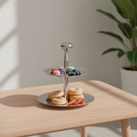 Two-Tier Serving Stand Stainless Steel Tableware Elegant for Home Bakers