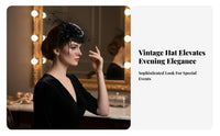 Netting Ed Fascinator Hat Elegant Design Vintage Pillbox Hat Net Netting Feather Pearl Headpiece for Wedding Guests, Adults, Formal Events, Weddings