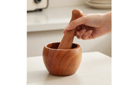 Mortar and Pestle Wooden Mortar and Pestle Set Manual for Home Cooks, Kitchen