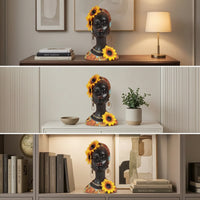 Woman Bust Sculpture African-Influenced Female Bust Sculpture Decorative Lady Figurine for Home Stylists, Art Collectors, Living Room, Entryway Table