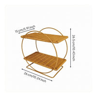 Rattan Shelf Rack Decorative Rectangular Stable 2 Tier Shelf for Washroom