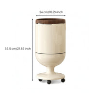 Pedestal-Base Trash Can with Wood Rim Floor-Standing Open-Top Trash Can Modern Wastebasket Minimalist for Office