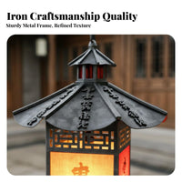 Traditional Design Chinese Design Hanging Light Soft Ambient Radiance Chinese Design Hanging Lantern Waterproof Wrought Iron Tassel Lantern Weather-Resistant for Restaurant Owners, Homeowners, Courtyard, Pavilion, Balcony, Corridor