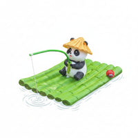 Floating Panda Raft Ornament Water Scenery Bamboo Raft Decoration