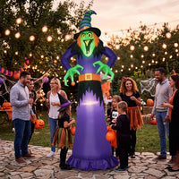 Giant Inflatable Witch with LED Lights Built-in LEDs Halloween Yard Inflatable Outdoor for Lawn