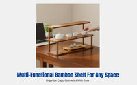 Bamboo Desktop Storage Rack, Tea Table Organizer, Multitier Mug Holder, Office Display Shelf, Small Bogu Rack