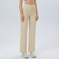 Ladies Trousers with High Waist Control, Quick Dry Nylon Wide Leg Womens for Gym and Casual Wear, Comfortable Work