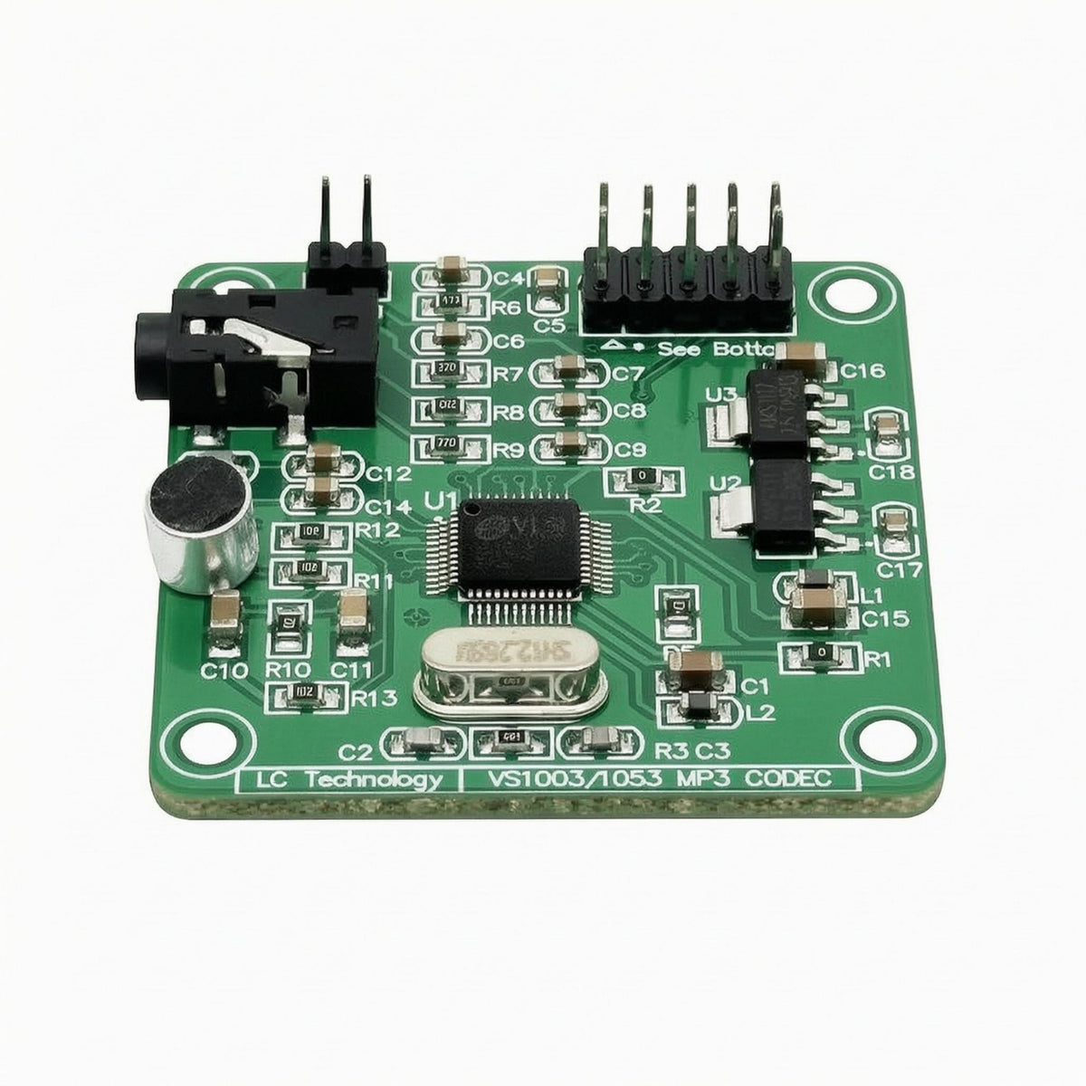 Serial Peripheral Interface Interface VS1053 MP3 Decoder Board Electret Audio Pickup MP3 Decoder Development Board Mounting Holes Recording Module Line-in Input