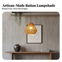 Natural Materials Rattan Hanging Lamp Handmade Rattan Hanging Light Bohemian Decor Woven Hanging Light Boho Design for Restaurant Owners, Interior Designers, Homeowners, Tea House, Dining Room, Cafe, Hotel