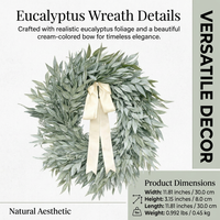 Eucalyptus Wreath Front Door, Spring Summer Wreath Front, Artificial Eucalyptus Wreath, Frosted Eucalyptus Wreath Front Door