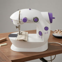White with Lavender Accents Electric Sewing Machine Built-in Light Tabletop Sewing Machine Speed Control Stitching Tool Foot Pedal