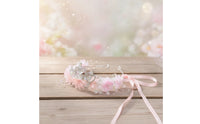 Floral Headband with Ribbons Princess-Style Flower Crown Headband with Flowers Sparkling Hair Accessory Dreamy for Children