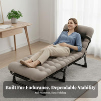 Adjustable rest Lounger Foldable Design Adjustable Reclining Chaise Lightweight Folding Bed for Office Workers, tripers, Indoor, trip, Balcony