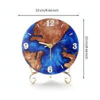 Analog Clock with Stand Marbled Bonded Resin and Lumber Clock Decorative for Living Room, Office