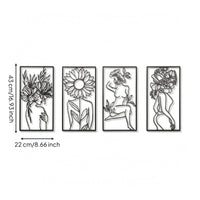 4 Pieces Abstract Female Line Simple to Hang to Hang Minimalist Metal Line Contemporary Design Style Abstract Female Wall Art
