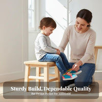 Full Wood Construction Round Wooden Stool Minimalist Design Footrest adaptable Low Seat small-sized Size for Children, young children, Living Room, Bedroom, Playroom, Entryway