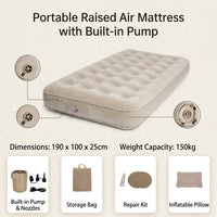 Inflatable Mattress with Built-in Electric Pump for Home, Thickened Double Airbed and Air Bed for Guest Bed Use, Foldable Travel Bed, 1 Pack
