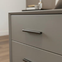 Leather Wrapped Bedside Cabinet Solid Wood Drawers Modern 2-Drawer Nightstand Sintered Stone Top End Table