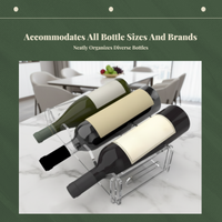 Tabletop Wine Rack Holds 3 Bottles Bottle Holder Clear Look Modern Style for Homeowners, Gift Givers, Pantry, Basement, Man Cave