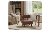 Low Stool Firm-Density Foam Upholstered Short Stool Minimalist Design Wooden Leg Makeup Bench for Living Room
