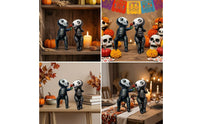 Skeleton Couple Figurine Gothic Skeleton Lovers Statue Halloween Cranium Tabletop Decor for Goths, Collectors, Mantel, Bookshelf