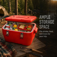 Stainless Steel Insulated Cooler Box for Outdoor Camping, Large Capacity Portable Food Warmer and Cooler