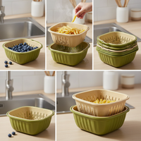 Multifunctional Plastic Fruit Basket and Drainer Set for Kitchen and Dining