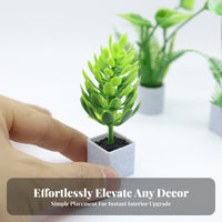 Realistic Dollhouse Potted Plant Light Gray Pot Mini Potted Plant Green
