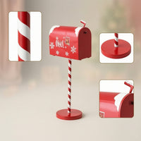 Christmas Mailbox Decorative Mailbox with Adjustable Post Tabletop Decor Festive Letter Box Slim for Entryway, Shelves