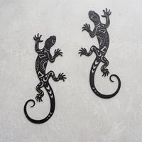 2 Pieces Ornamental Gecko Wall Decor Slim Gecko Sculpture Modern Metal Charming for Patio