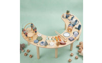Moon-Shaped Activity Table Tabletop Wooden Activity Table Sensory for Preschoolers