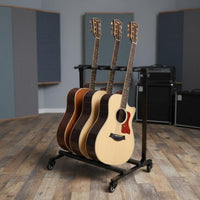 Locking Casters 5-Guitar Rolling Stand Foam Padded Foldable Guitar Rack on Wheels Universal Fit 5-Slot Instrument Display Stand for Band Members, Musicians, Studio, Stage, Music Room