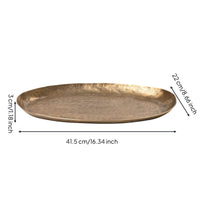 Oval Aluminum Tray Low-Profile Decorative Metal Tray Versatile for Tabletop Organization, Coffee Table, Tea Service