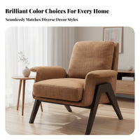 Nordic Design Upholstered Wood Frame Armchair Minimalist Upholstered Wooden-Frame Armchair mid-centuryera Modern aesthetic Lounge Chair high resilience Foam padding for Homeowners, Readers, Adults
