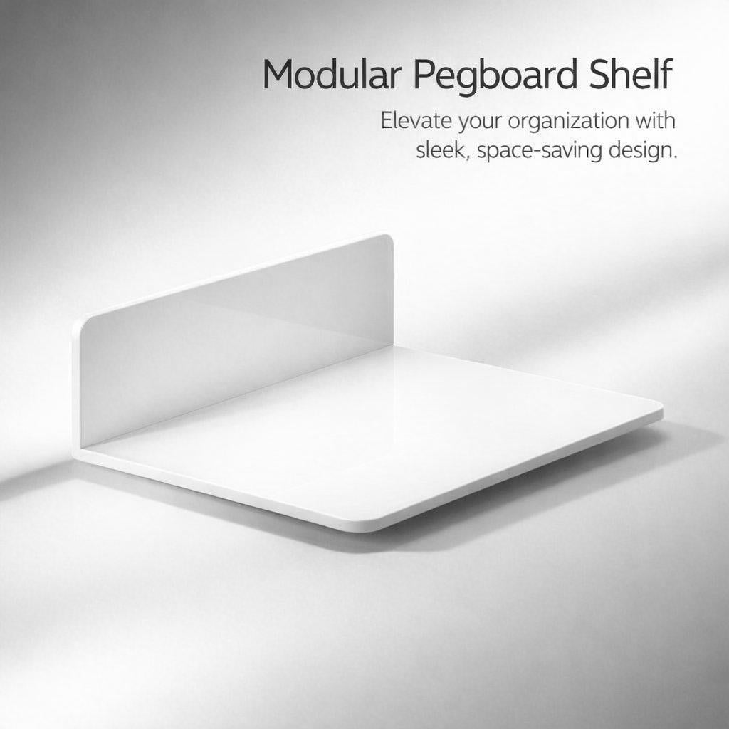 Metal Pegboard Shelf for Home & Kitchen, Wall Organizer Display Stand with Hooks, Tool Storage Rack, Craft Room Organizer Shelf, Nordic (White)