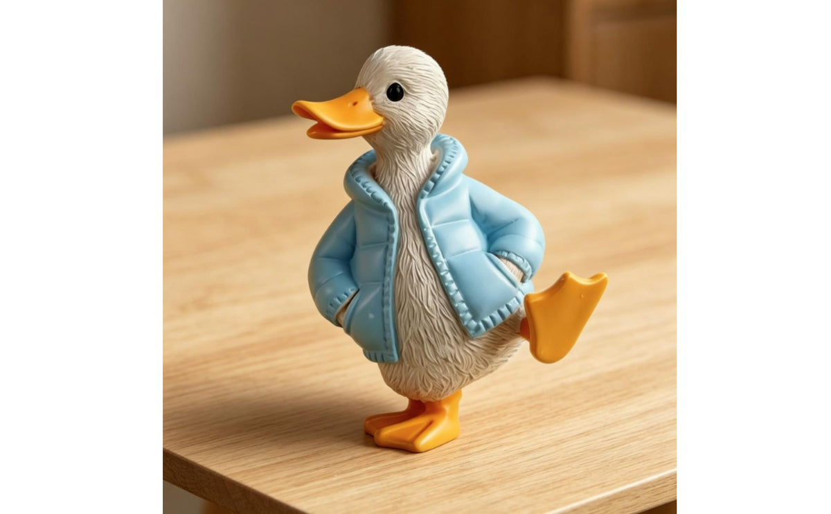 Hooded Duck Figurine Compact Adorable Duck Sculpture Hand-Painted Home Decor for Courtyard