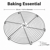 30cm Non Stick Cooling Rack, Round Coated Metal Wire Rack for Cakes, Cookies, Bread & Pastries, Kitchen Baking