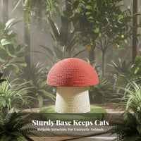 Scratch-Resistant Red Toadstool Cat Tree Sturdy and Stable Toadstool Cat Scratching Post With Dangling Toy Pet Furniture Space-Saving for Kittens, Small Cats, Living Room, Bedroom