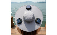 Wide-Brim Sun Hat with Fan Cooling Solar Fan Hat Protection for Gardeners