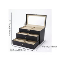 Eyeglasses Box with Mirror Tiered Sunglass Display Case Transparent for Dresser